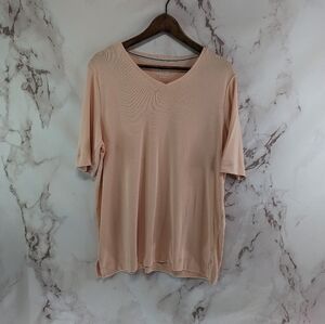 Chicos Shirt Women 3 XL Pink Pastel Ultimate Tee Short Sleeve Supima Pima